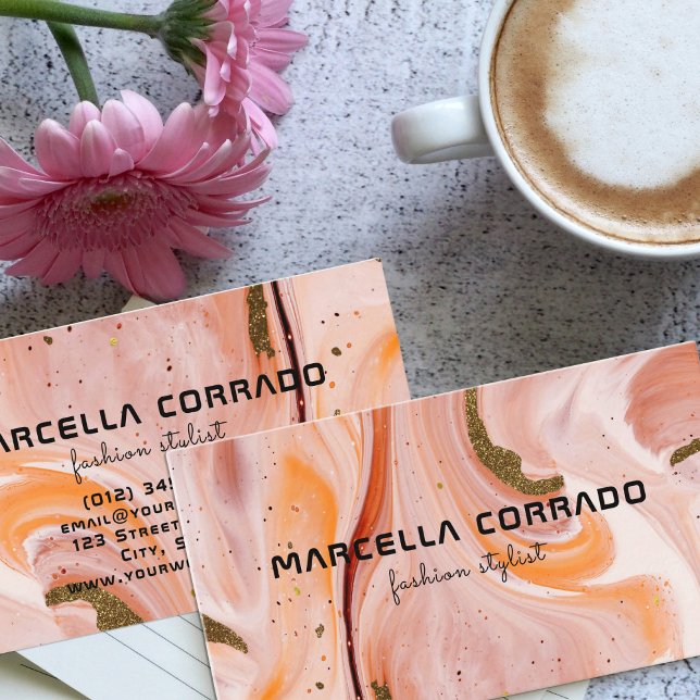 Trendig Pastel Marble Agate Guld Mode Stylist Visitkort (Skapare uppladdad)