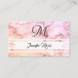 Trendig Pastel Marble Rosa Beige med Monogram Visitkort