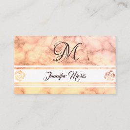 Trendig Pastel Orange Marble med Monogram Visitkort
