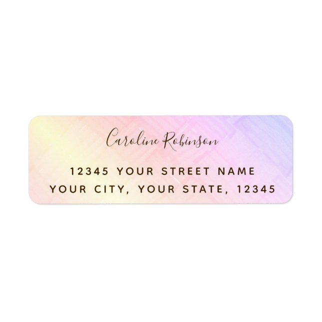 Trendig Pastel Rainbow Mönster Returadress Etikett (Framsidan)