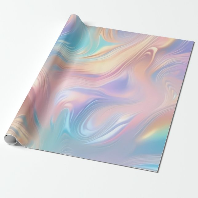 Trendig pastel Rosa Blue gult abstrakt vinkar Presentpapper (Utrullad)