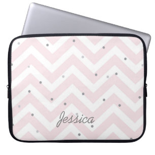 Trendig Pastel Rosa Chevron Dotty Personlig Laptop Fodral