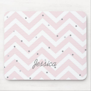 Trendig Pastel Rosa Chevron Dotty Personlig Musmatta