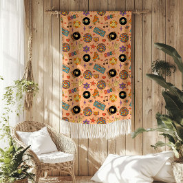 Trendig Pastell Kast Retro Groovy Filttäckemönster Fleecefilt