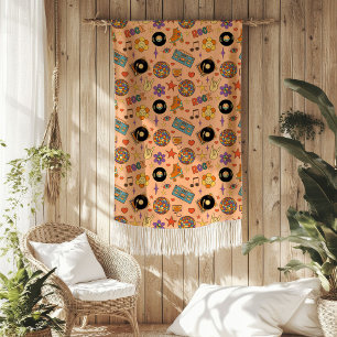 Trendig Pastell Kast Retro Groovy Filttäckemönster Fleecefilt