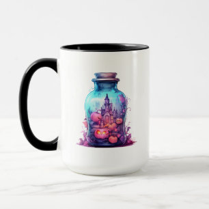 Trendig pastellblå och pastellblå rosa Halloween f Mugg