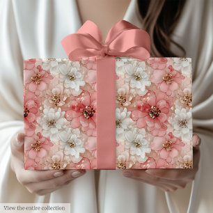 Trendig pastellrosa och guld vattenfärg presentpap presentpapper