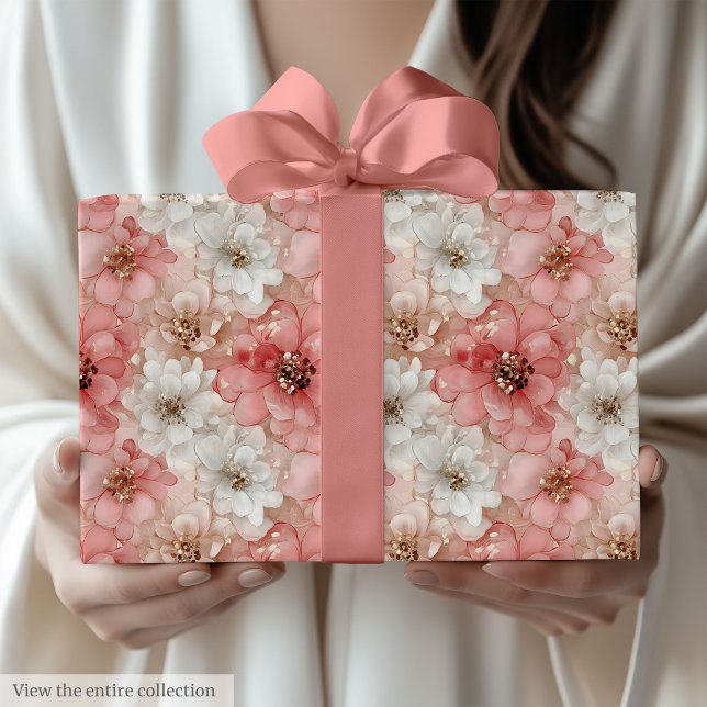 Trendig pastellrosa och guld vattenfärg presentpap presentpapper (Trendy pastel pink and gold watercolor gift wrap)