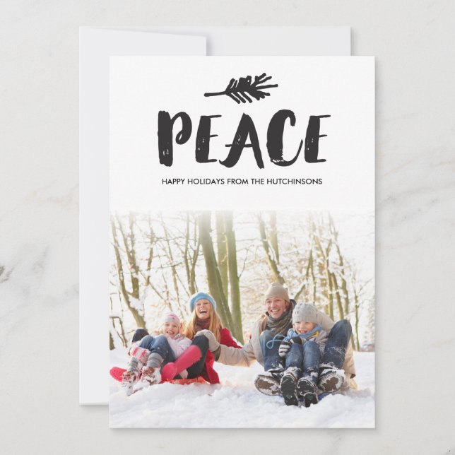 Trendig Peace Helgdag Photo Cards - svart Julkort (Framsida)