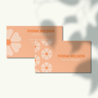 Trendig Peach Fuzz Rosa Orange blommigt Feminin  Visitkort