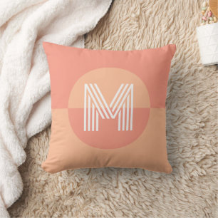 Trendig Peach Rosa Geometric Modern Monogram Kudde