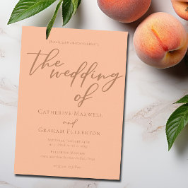 Trendig Peach Typography Sommar Bröllop Inbjudningar