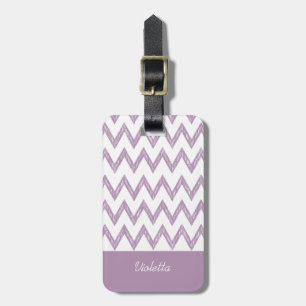 Trendig Pencil Lila Chevron Zigzags with Namn Bagagebricka