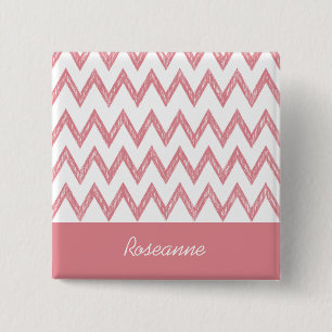 Trendig Pencil Rosa Chevron Zigzags with Namn Knapp