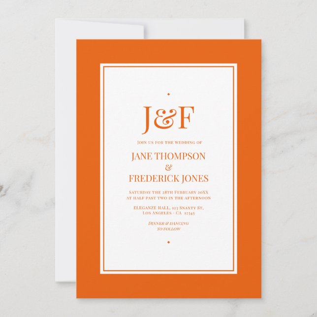 Trendig Persimmon-Hochzeit Inbjudningar (Framsida)