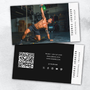 Trendig Personal Trainer Fitness Foto QR-kod Visitkort