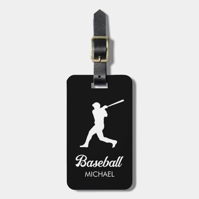 Trendig Personlig Baseball Player Black Bagagebricka (Vertikal Framsida)