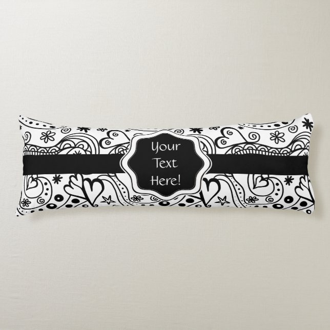 Trendig Personlig Hearts och Kärlek Doodle Mönster Kroppskudde (Framsidan)