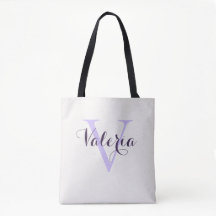 Trendig personlig lavendelfärgad monogram-handväsk