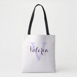 Trendig personlig lavendelfärgad monogram-handväsk tygkasse