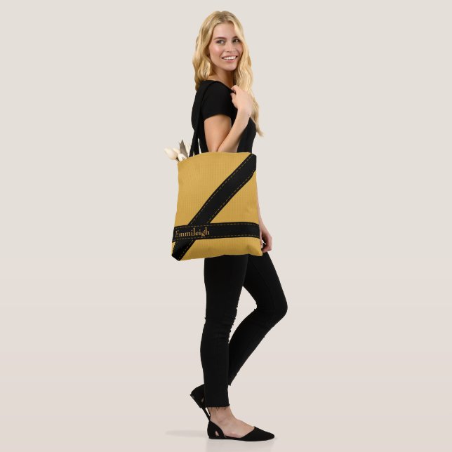 Trendig Personlig Mustard Gult Black Rand Tygkasse (På modell)