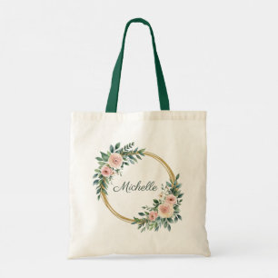 Trendig Personlig Namn Botaniska Guld Greenery Tygkasse