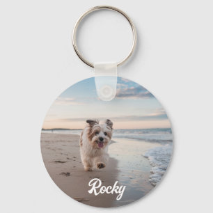 Trendig Personlig Pet Photo och Text Hund älskare Nyckelring