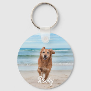 Trendig Personlig Pet Photo och Text Hund älskare Nyckelring