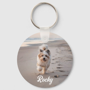 Trendig Personlig Pet Photo och Text Hund älskare Nyckelring
