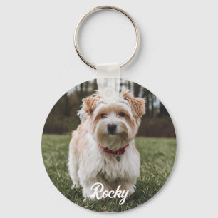 Trendig Personlig Pet Photo och Text Hund älskare Nyckelring