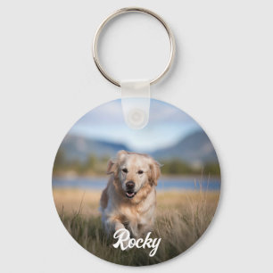 Trendig Personlig Pet Photo och Text Hund älskare Nyckelring