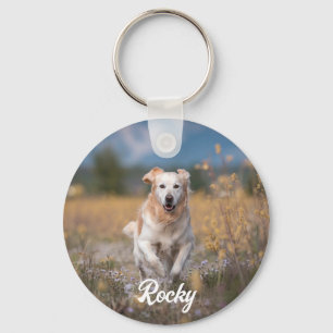 Trendig Personlig Pet Photo och Text Hund älskare Nyckelring