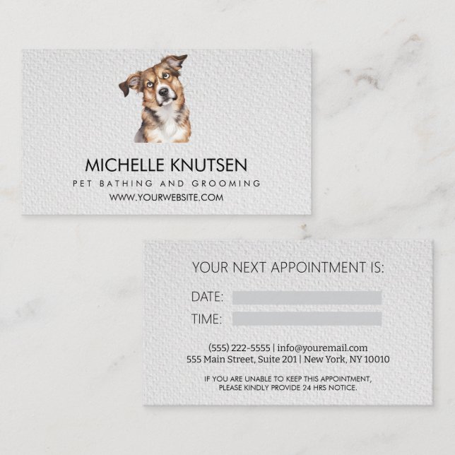 Trendig Pet Bathing och Grooming Appointing Card Visitkort (Fram/baksida)