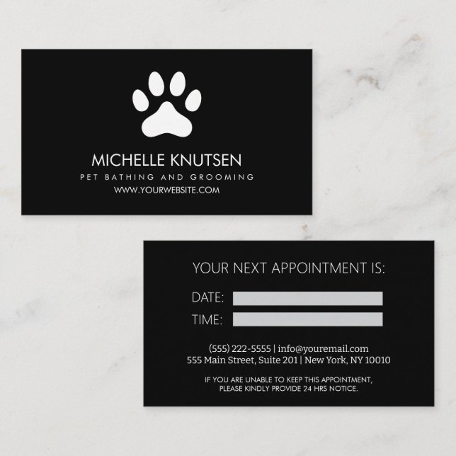Trendig Pet Bathing och Grooming Appointing Card Visitkort (Fram/baksida)