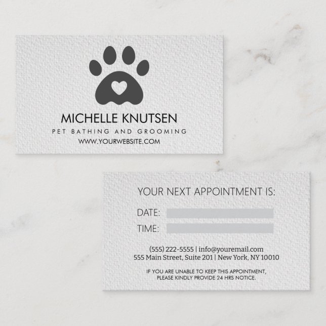 Trendig Pet Bathing och Grooming Appointing Card Visitkort (Fram/baksida)