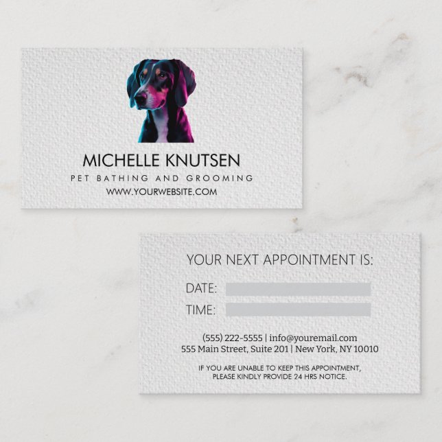 Trendig Pet Bathing och Grooming Appointing Card Visitkort (Fram/baksida)