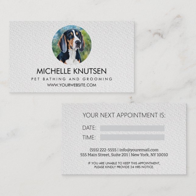 Trendig Pet Bathing och Grooming Appointing Card Visitkort (Fram/baksida)