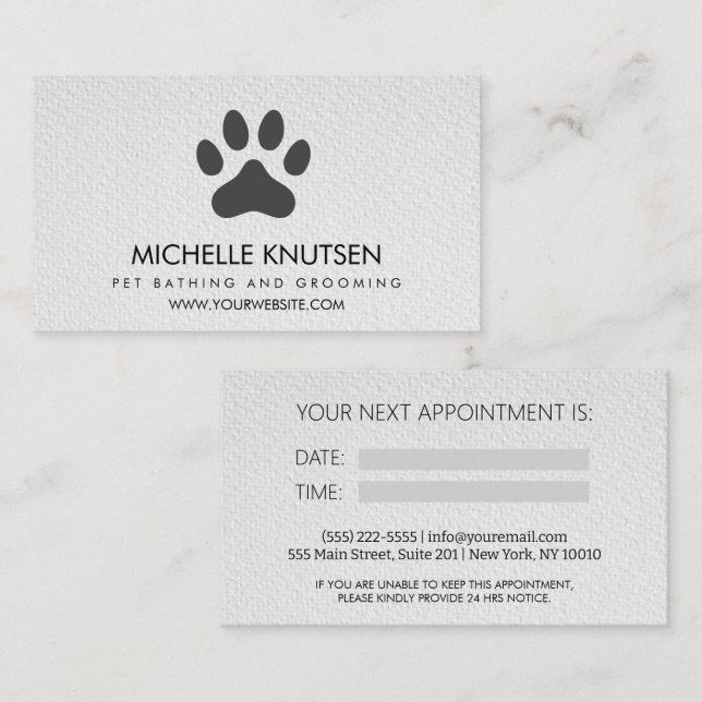 Trendig Pet Bathing och Grooming Appointing Card Visitkort (Fram/baksida)