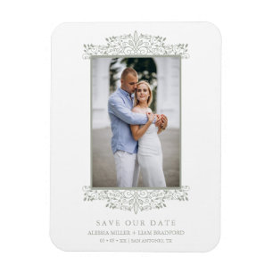 Trendig Photo Chic Ornament sofistikerad Bröllop Magnet