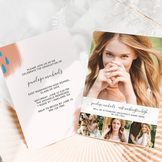 Trendig Photo Collage and Stänk Studentfest Inbjudningar (Skapare uppladdad)