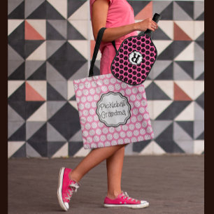 Trendig Pickleball Black & Rosa 3 brev Monogram Tygkasse