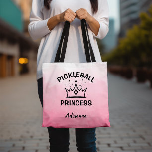 Trendig Pickleball-Prinsessa Rosa Ombre med Krona Tygkasse