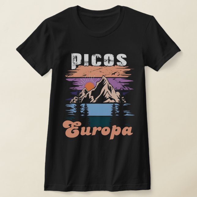 Trendig Picos de Europa nationalpark Retro T Shirt (Laydown)