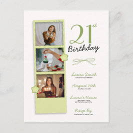 Trendig Polaroid Photo Birthday Inbjudan Vykort