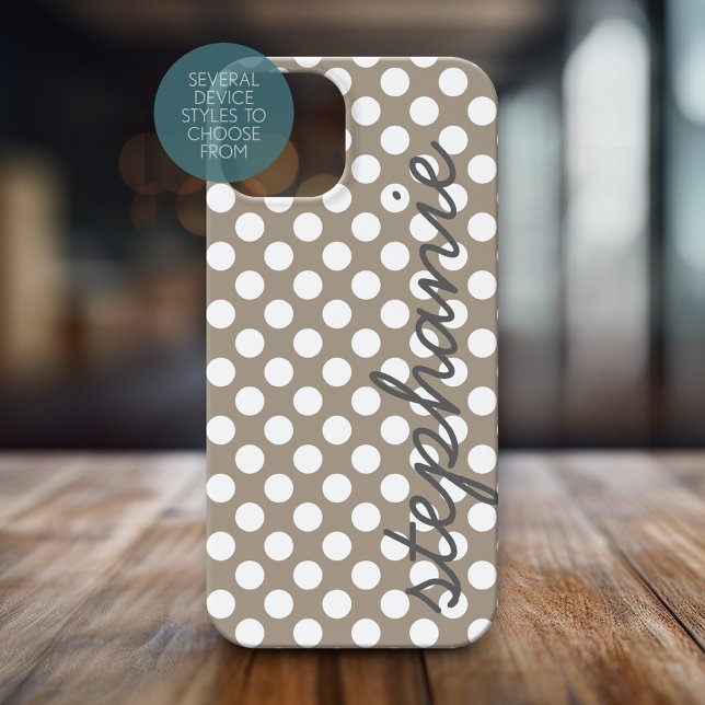 Trendig Polka Dot Mönster med personlig namn (Personalized Phone Case with Polka Dots and Custom Name)