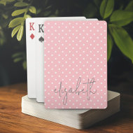 Trendig Polka Dot rosa-skript grått namn Casinokort