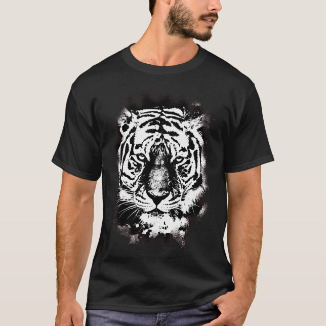 Trendig Popart Tigerhuvud Modern Elegant Mall T Shirt (Framsida)