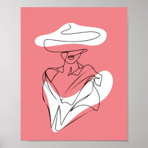 Trendig porträtt Line-Art Poster