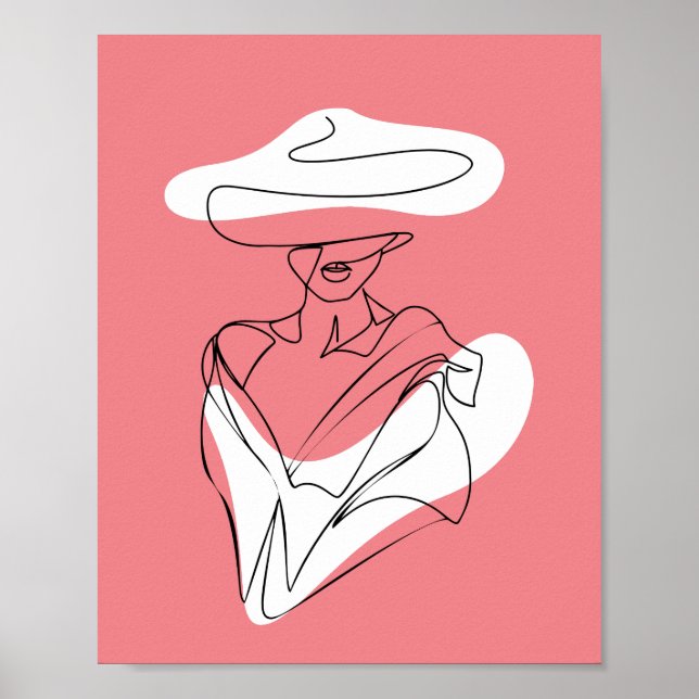 Trendig porträtt Line-Art Poster (Framsidan)