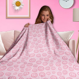 Trendig Preppy Smile Ansikte Blanket Fleecefilt